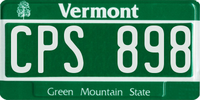 VT license plate CPS898
