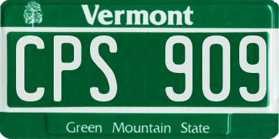 VT license plate CPS909
