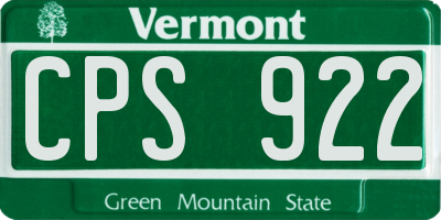 VT license plate CPS922