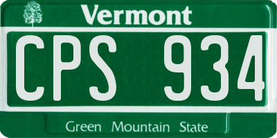 VT license plate CPS934
