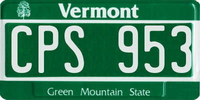VT license plate CPS953