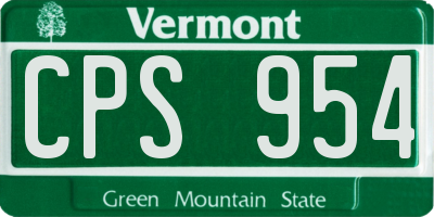 VT license plate CPS954