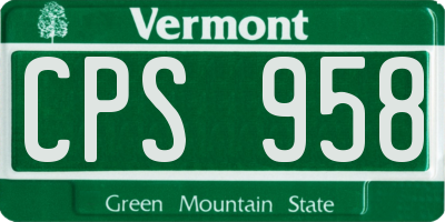 VT license plate CPS958