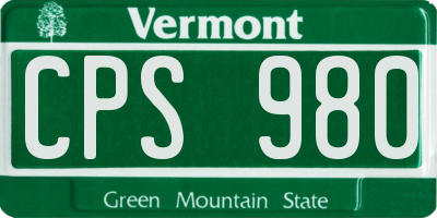 VT license plate CPS980