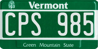 VT license plate CPS985