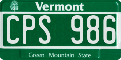 VT license plate CPS986