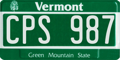 VT license plate CPS987