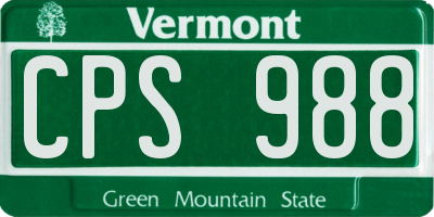 VT license plate CPS988