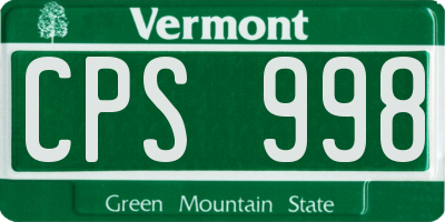 VT license plate CPS998