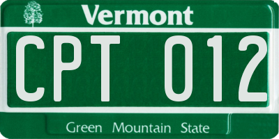 VT license plate CPT012