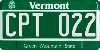 VT license plate CPT022