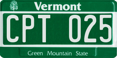 VT license plate CPT025