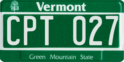 VT license plate CPT027