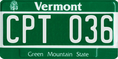 VT license plate CPT036