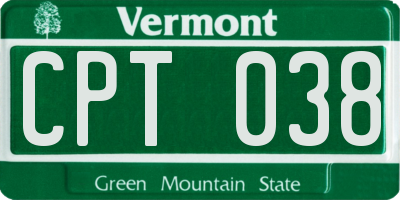 VT license plate CPT038