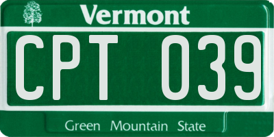 VT license plate CPT039