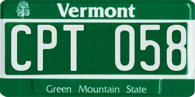 VT license plate CPT058