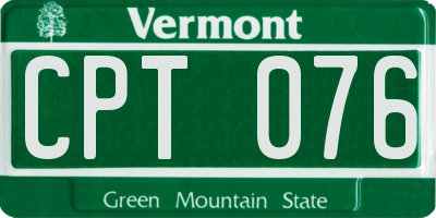 VT license plate CPT076