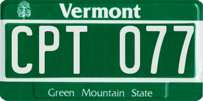 VT license plate CPT077