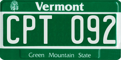 VT license plate CPT092
