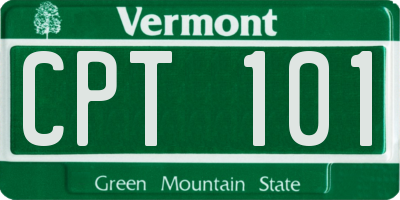 VT license plate CPT101