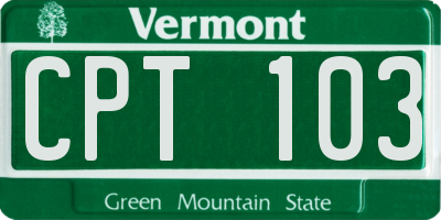 VT license plate CPT103