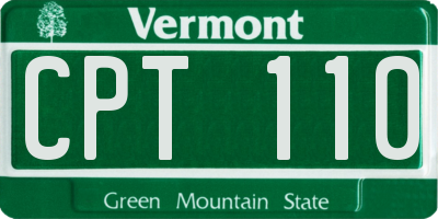VT license plate CPT110