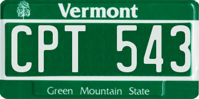 VT license plate CPT543
