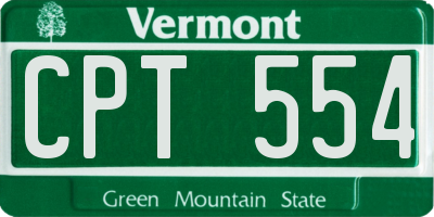 VT license plate CPT554