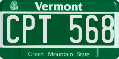 VT license plate CPT568