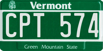 VT license plate CPT574