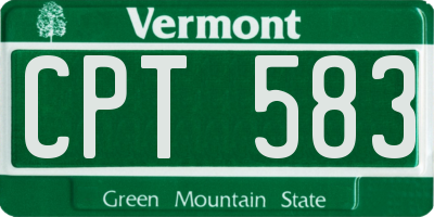 VT license plate CPT583