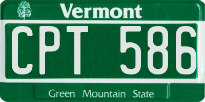 VT license plate CPT586