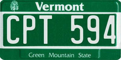 VT license plate CPT594