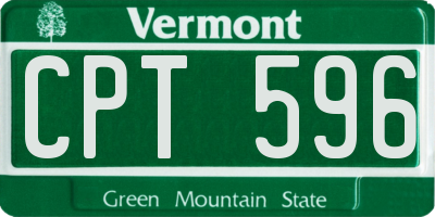 VT license plate CPT596