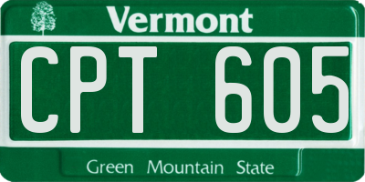 VT license plate CPT605