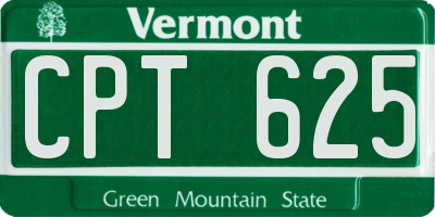 VT license plate CPT625