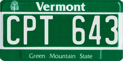 VT license plate CPT643
