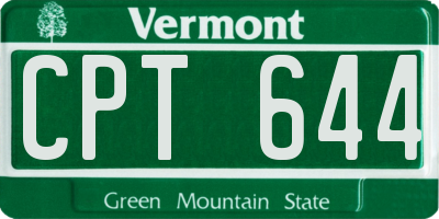 VT license plate CPT644