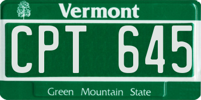 VT license plate CPT645