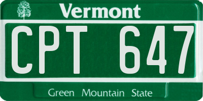 VT license plate CPT647