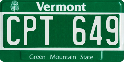 VT license plate CPT649