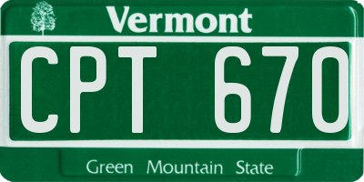 VT license plate CPT670