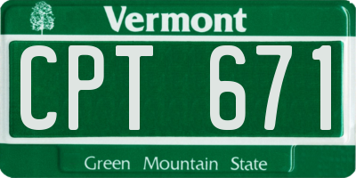 VT license plate CPT671