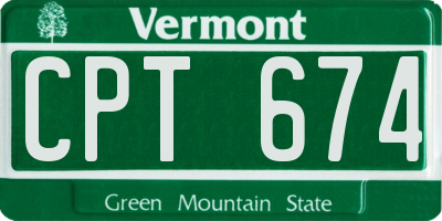 VT license plate CPT674