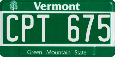 VT license plate CPT675