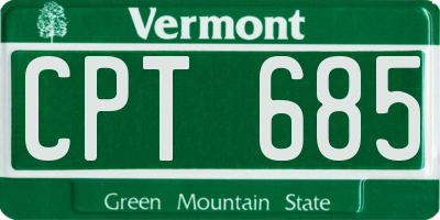 VT license plate CPT685