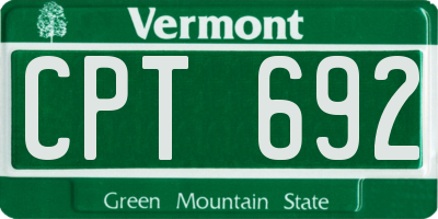 VT license plate CPT692