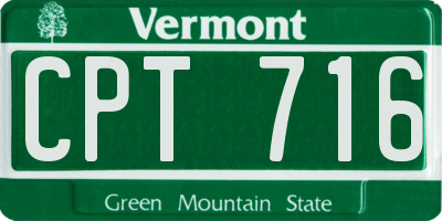 VT license plate CPT716