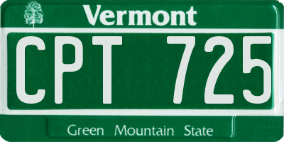 VT license plate CPT725